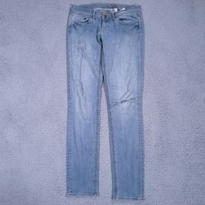 HM Jeans Womens Size 28 Super Skinny Distressed Low Waist Zip Closure Inseam 30